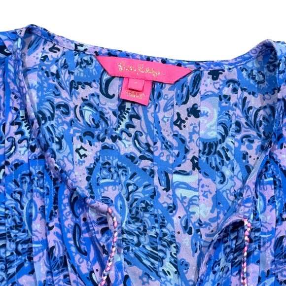 Lilly Pulitzer Marilina Tunic Top In Purple Iris Hello Sunshine Small - Picture 5 of 7